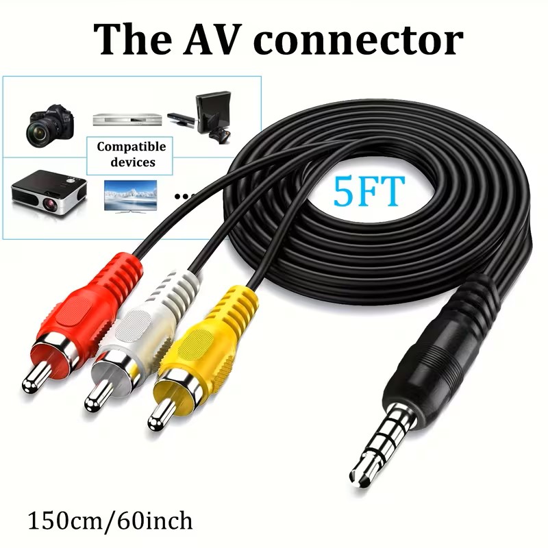 Câble AV vers RCA pour transmission audio et vidéo