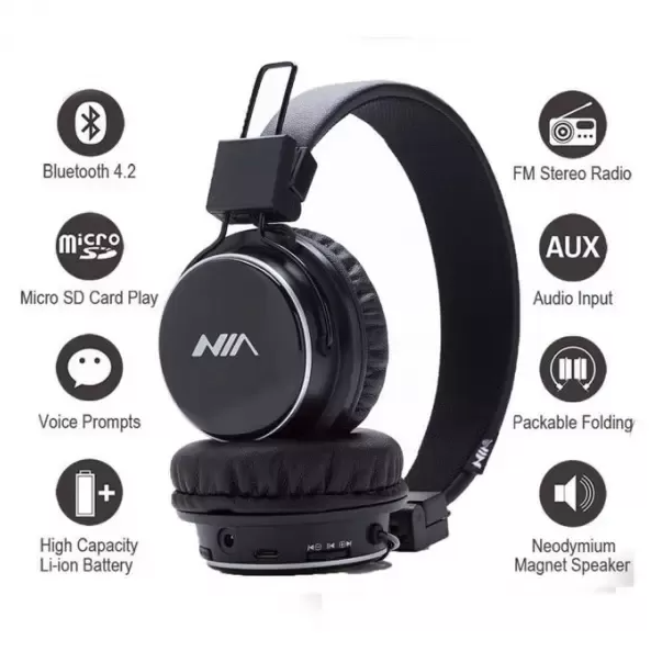 Casque – Nia – Bluetooth – TF card – FM radio – Audio input