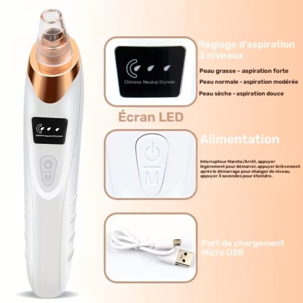 Kit Extracteur de Points Noirs & Nettoyant de Pores Rechargeable