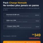 🔋 Pack Charge Nomade – Powerbank + Câble + Chargeur Voiture