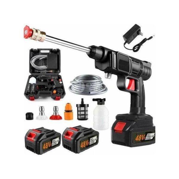 Pistolet de Nettoyage Haute Pression Sans Fil 48V – Pack Premium avec 2 Batteries et Accessoires
