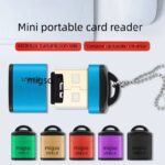 mini lecteurs de cartes USB colorés avec porte-clés, petits adaptateurs de carte TF portables pour une lecture rapide des données.