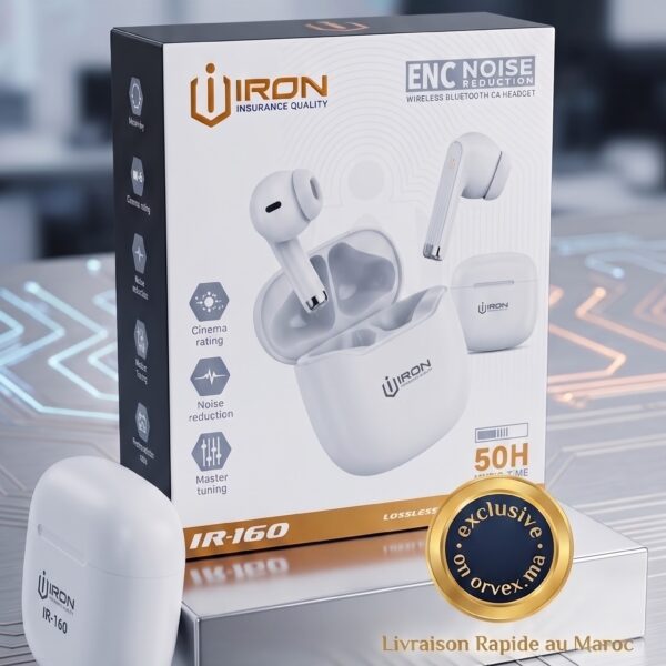 Écouteurs Sans Fil IRON IR-160 – Bluetooth 5.4, Réduction de Bruit (ENC) & 45h d&rsquo;Autonomie