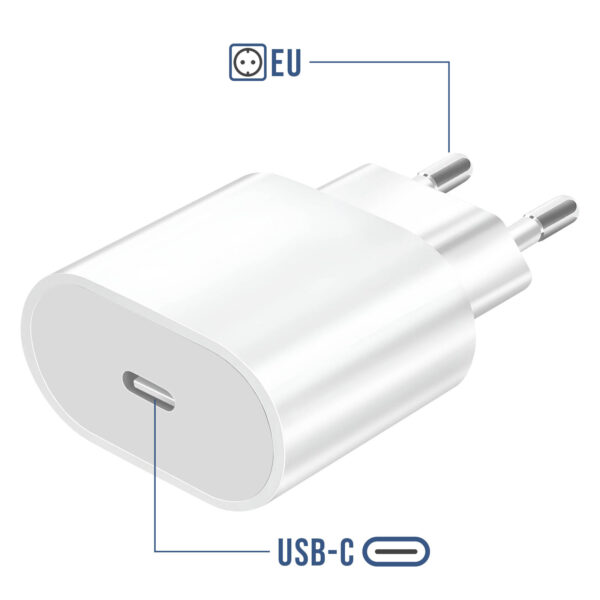 Chargeur Secteur USB-C 20W compatible pour iPhone