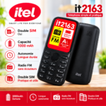 itel it2163 – Téléphone Portable Double SIM, Batterie 1000 mAh & Radio FM